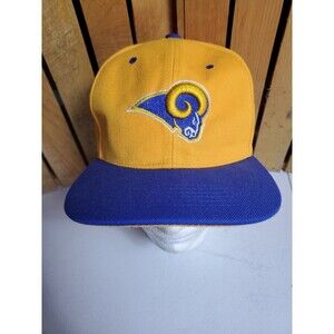 Leader Loga Los Angeles Rams Blue on Yellow Cap Hat Strapback